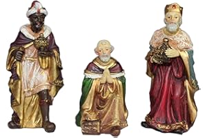 BEST&FREE Figuras Reyes Magos Belen como Figuras Belen Navidad 12cm. 3 Reyes Magos para Belenes De Navidad. Completa Tu Portal De Belen con Las Tres Figuritas De Los Reyes Magos.