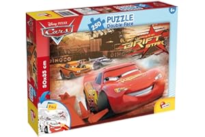 Lisciani, Puzzle pour enfants à partir de 7 ans, 250 pièces, 2 en 1 Double Face Recto / Verso avec le dos à colorier - Disney Cars 48106