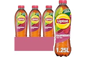 Lipton​ Raspberry​ Bottled Ice Tea 1.25 L (Pack of 6), low calorie​ soft drink, 100% black tea extract​