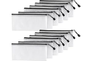 BIDPONDS 12 Pack Mesh Zipper Bags 9" x 4.5" Heavy Duty Bags Organizing Zipper Storage for Bills, Files and Travel