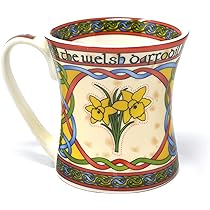 Royal Tara Cymru Kaffeebecher – Walisischer Drache Keltisches Design – Keramik 325 Ml, 2 Stück