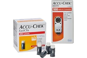 MG LIVING Accu-Chek FastClix 204 Lancets + Accu-Chek Mobile Test Cassette 100 Tests | Preloaded 204 Lancet Pack + 100 Test Cassette Bundle