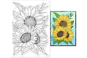 GLOBLELAND Sunflower Background Clear Stamps Flowers Background Silicone Clear Stamp Seals for Cards Making DIY Scrapbooking Photo Journal Album Decoration