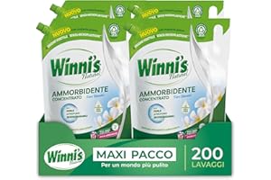 Winni's - Ammorbidente Lavatrice Ipoallergenico Concentrato Ecoformato, 200 Lavaggi, Fragranza Fiori Bianchi, Con Perle di Profumo Biodegradabili, 1250 ml x 4 Confezioni