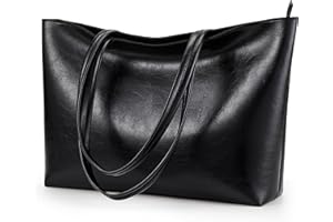 KALIDI - Grande borsa a mano da donna in pelle sintetica PU, shopper, tote bag, impermeabile, con chiusura lampo, per lavoro, viaggi, shopping, scuola