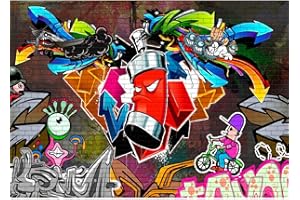 Runa Art Papier peint intissé street art Graffiti 352 x 250 cm Toison Mur XXL Tableaux Muraux Tapisserie Photo Décoration Murale Salon Chambre Coloré 9063011a