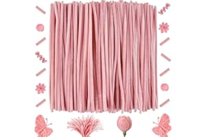 OUYIWEIMAOYI 200 Pcs Bastoncini in ciniglia, Scovolini colorati，Steli di ciniglia decorativi,Decorativi in ciniglia Per Artigianato fai da te, Decorazioni, Natale,Creativi lavoretti (Pink Jade)