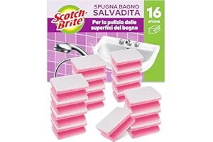 Scotch-Brite Spugna abrasiva per bagno Salvadita, 16 pezzi per confezione - spugna abrasiva antigraffio per la pulizia delle superfici del bagno, come vetro, cromature e ceramica