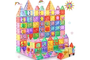 Perbabe Magnetic Building Blocks, 61 Pieces Magnetic Building Blocks for Children with Strong Magnets Magnets Children 3D Learning Toy STEM Montessori Toy with Cars Magnetic Game Gifts for 3 4 5 6 7