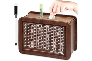 Atuoxing Tirelire en Bois avec Objectif D'économie, Tirelire avec Compteur Réutilisable, Tirelire en Bois avec Chiffres Cadeaux pour Enfants Adultes