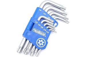 HemBorta® Chiavi Torx di Sicurezza 9PZ Set Corte Chiavi a Brugola, Estremità Cava Torx T10-T50 Lunga, Stella Chiavi a Prova di Manomissione T10, T15, T20, T25, T27, T30, T40, T45 e T50