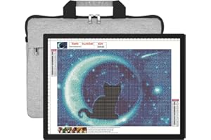 HIUKCOLED A3 Built-in Tilt Stand Light Tracing Box with Storage Bag, 3 Colors/Stepless Dimmable/6-level Brightness Adjustable, Battery Powered LED Light Bored for Drawing,Diamond Painting,Sketching