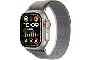 Apple Watch Ultra 2 (49 mm GPS + Cellular) Smartwatch avec boîtier en Titane Robuste et Boucle Trail Vert/Gris S/M. Suivi de l’activité Physique, GPS Haute précision, Bouton Action, Neutre en Carbone