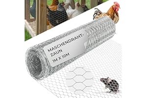 STREND PRO Maschendrahtzaun | Verzinkt | 1m x 10m | 0,7 mm, 16mm HEX | Kaninchendraht, Hasendraht, Volierendraht für Garten & Tierhaltung | Hasengitter, Hühnerzaun, Gartenzaun