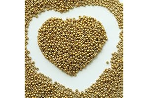 VOOMOLOVE Perline dorate, 110 grammi, circa 4000 pezzi, perline in vetro 8/0 da 3 mm, per realizzare orecchini, bracciali, ciondoli, gioielli per la vita, perline fai da te fatte a mano (dorato)