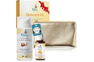Estuche regalo mujer de Ritalia con Crema baba de caracol pura 100ml + Serum vitamina C antimanchas 60ml con ácido hialurónico - Kit regalo Cumpleaños Navidad con neceser mujer para maquillaje