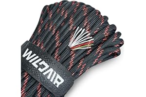 WILDAIR Paracord Survival Paracord Parachute Fire Cord Survival Ropes 4-in-1 5/32" Diameter U.S. Military Type III with Integrated Fishing Line, Fire-Starter Tinder