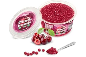 The Inspire Food Company Popping Boba Pearls for Bubble Tea - 450gm | Cherry | Bursting Pearls Bubble | Real Fruit Juice For Shakes, Dessert,Smoothie | 100% Vegan & Glutenfree, No Artificial Colors