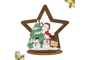 MIGIFTDY Weihnachten Diamonds Painting Set, Weihnachtsdeko Ornamente, Heim-Ornamente, tischdekoration Weihnachten, handgefertigtes Geschenk für Wohn-/Bürodekorationen (Pentagramm)