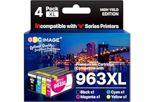 GPC Image 963XL 963 XL Cartouches d'encre Compatibles pour Cartouche HP 963 963XL Multipack pour HP Officejet Pro 9010 9012 9013 9014 9015 9016 9018 9019 9020 9022 9023 9025 9026 9028 (4-Pack)