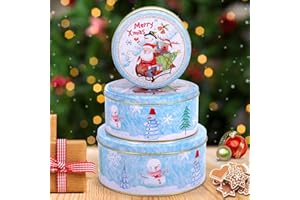 MZJAUVF 3PCSCajas para Galletas con Tapa, Caja Galletas Navidad, Multifuncional Caja Metal Navidad, Latas para Galletass, Cajas Metalicas Vintage, Latas de Galletass de Navidads para Dulces, Chocolate