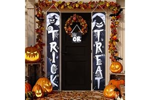 IRENARE 3 Pieces Halloween Trick or Treat Porch Signs Halloween Before Christmas Decoration Halloween Porch Banner Welcome Sign for Halloween Gate Garden Front Door Home Outdoor Yard Party Decor Supplies