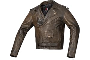 Bohmberg Veste en Cuir pour Hommes en Cuir Anilin Rockabilly Chopper Veste en Cuir Rétro Biker Style Brandostyle.