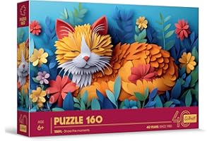 Trefl - Puzzle z Efektem 3D, Kotek - 160 Elementów - 40-lecie Trefl, Kolorowe Puzzle ze Zwierzętami, dla Dzieci od 6 lat