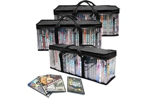 YMOND DVD Storage Bag Case, Black CD Holder, Stackable Organizer Bags for DVD, Video Games, Movies, Hold Up 90 DVDs | 30 Each Bag |