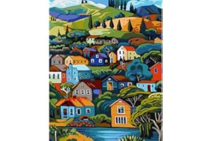 JATOK Paint by Numbers Kits for Adults, Painting Kits for Beginners On Clear Symbols Colored Canvas, Easy DIY Acrylic Pigment Drawing Paintwork for Home Wall Decor, 16x20in Frameless, Village