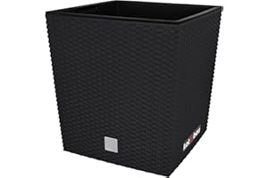 KOTARBAU® Macetero con Maceta Interior, 400 mm, Ratan sintético, Antracita - Gris Oscuro, Maceta Rato con patrón de Trenzado Que imita el Mimbre, Maceta Interior separada, extraíble, Cesta