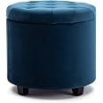 HOMCOM Pouf Contenitore Rotondo Stile Boho Con Rivestimento Rattan Lepironia Sgabello Poggiapiedi 43 43 Kaki~837 072