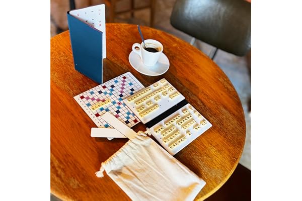 Mini Scrabble Magnétique Duplicate - Jeu de Société Compact avec Lettres et Plaquettes de tirage - Format Voyage - Version Française (Bleu)