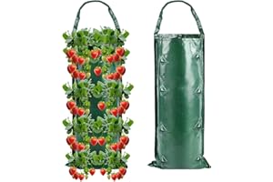 IHLOOTD Sac Fraise 2 Pièces Suspension Fraisier avec 8 Trous Sac Fraisiers Plantation Sacs Fraisie Culture Sacs à Culture Potager pour Fraises,Légumes,Fleurs