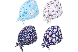 MOXIEWELL 4 Pièces Casquettes Bouffantes, Bonnet Gommage Bouffant, Calot Chirurgien Femme Chapeaux de Travail, Bonnet à Récurer Réglable avec Bandeau de Sueur, Chapeaux de Travail pour Femmes Hommes