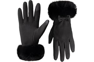 Vagasi Women Touch Screen Gloves Fleece Lined Winter Glove for Ladies, Full Finger Mitten Thermal Gloves for Girls Xmas