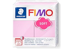 ‎STAEDTLER STAEDTLER ofenhärtende Modelliermasse FIMO soft, rose, weich und geschmeidig, speziell für Einsteiger und Hobbykünstler, Normalblock 57g, 8020-205