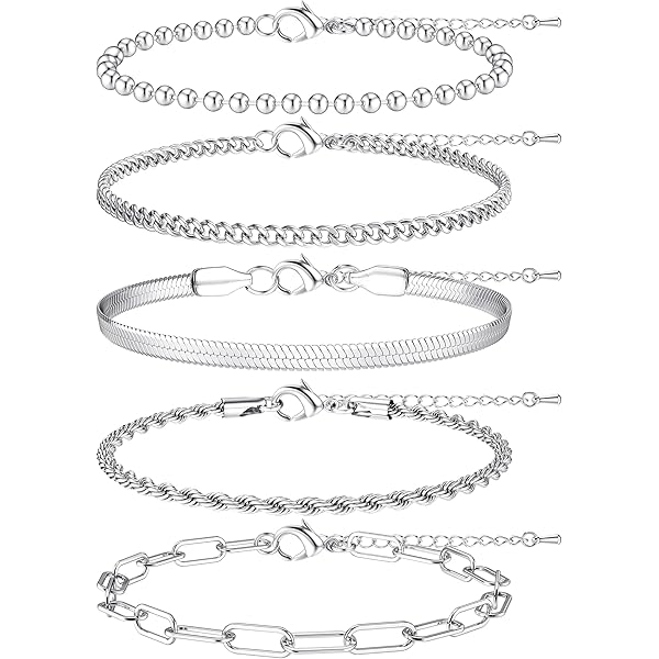 OPIURVY 7 Pezzi Bracciale donna, Braccialetti a Catena per Donna Braccialetti Acciaio Inossidabile Braccialetti con Ciondoli a Maglia Regolabili Oro Argento Bracciali per Donna Ragazze (oro