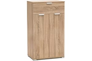 MeMi Me306RSN Armadietto due ante con cassetto Gia' Montato, Legno, Rovere Sonoma, 38x60x105 cm