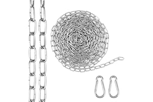 JINSION Chaine Acier Inoxydable 5M Φ2mm Chainette, Chaîne Acier Inoxydable, Metal Chaine, Chaînes de Levage, Chaine Acier Inoxydable 304 Chainette Acier Inoxydable pour Corde à Linge, Charge Maximale de 35KG