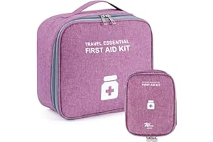 JOKILY 2 szt. torba na leki, duża pojemność, zestaw podróżny, przenośna, wodoszczelna torba do przechowywania leków, do domu, biura, podróży, na zewnątrz, fioletowy