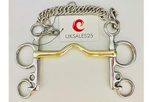 Port Mouth Pelham Bit GS & SS with Curb Chain (UKSALES25® Horse Bits) (6.0 INCHES, 20)