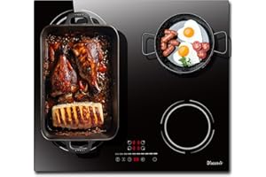 DISAENVIR Piano Induzione 4 fuochi 6400W, Piano Cottura Induzione Flexible Zone, Piastra Induzione 60cm, Funzione Pausa, 9 Livelli, Controllo touch, Timer, Serratura per Bambini