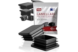 LouMaxx Tappi lamellari 50 x 50 mm, copertura per tubo nero, tappi per tubi quadrati 50 x 50 mm, tappi quadrati per tubi in plastica robusta, tappi per pali come tappo di copertura