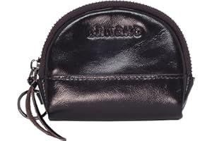 BAWAKO Portmonetka z prawdziwej skóry, portmonetka na monety, zamek błyskawiczny, z breloczkiem do kluczy, brązowy, S