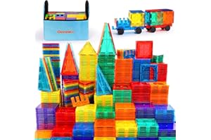 Gemmicc Magnetic Tiles, 126 PCS + Storage Case, STEM Building Blocks Magnet Toys for Kids,Educational Building Toy Stacking Blocks for Boys Girls,Huge Set with 2 Cars