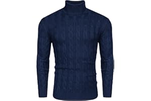 COOFANDY Men's Turtleneck Jumpers Knitted Jumper High Roll Neck Sweater Slim Fit Pullover Undershirt Long Sleeve Tops