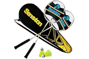 Senston 2 Pieces Badminton Set, lightweight 100% Graphite Shaft Badminton Racket, Various Sets Available, Including Premium Badminton Bag, 2 Badminton shuttlecock