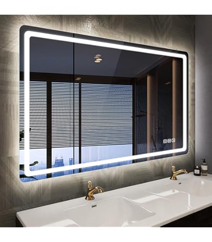 Sanitemodar LED Bathroom Mirror 70 x 90 cm, Bathroom Mirror with Light, Wall Mirror with Touch Switch