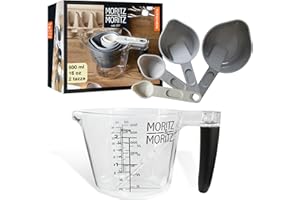 Moritz & Moritz Misurini 0,5 l – Set di misurini a tazza e a cucchiaio lavabili in lavastoviglie – Per cucinare con i bambini